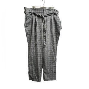 Ann Taylor Gray Checkered Paperbag Pants Linen